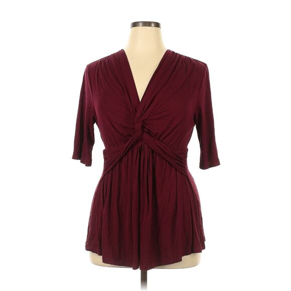 Kiyonna Top Burgundy Red Caycee Twist Empire Waist Twist Front Size 12 Versatile - Picture 6 of 10